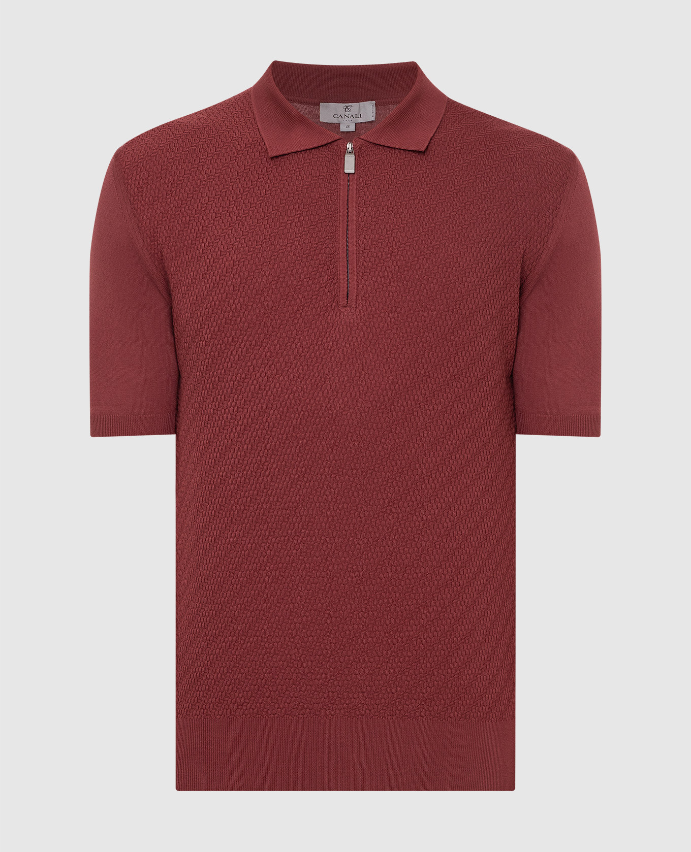 

Бордовое поло с рельефным узором Canali, Бордовый, Поло