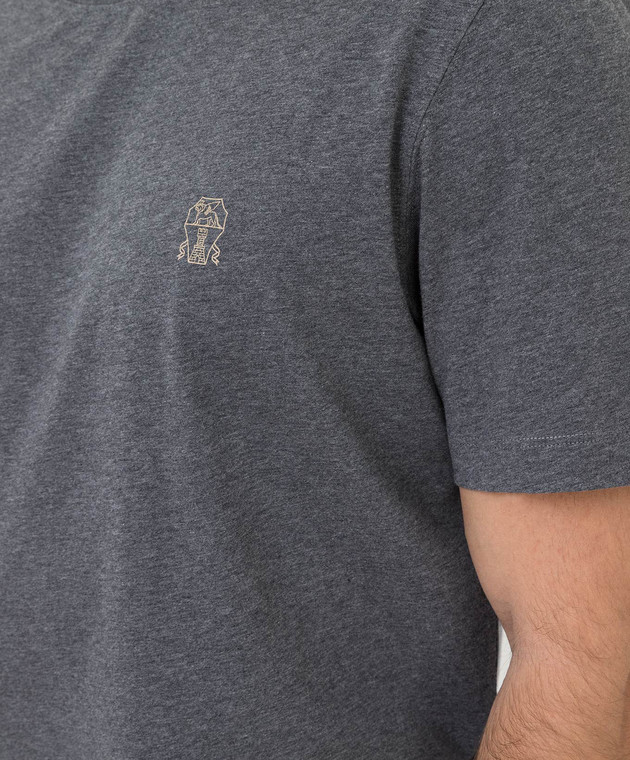 Brunello Cucinelli Темно-серая футболка с эмблемой M0T718440 изображение 5