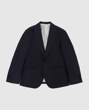 Stefano Ricci Детский темно-синий шелковый пиджак в узор Y1RF731000HC4311