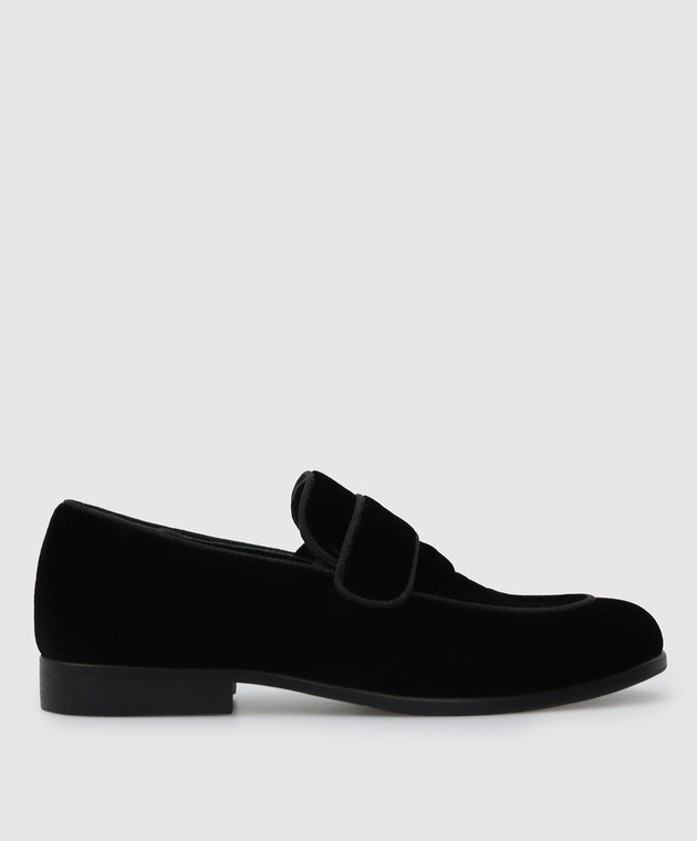 Stefano Ricci Children's black velvet loafers YR59CG8019VL