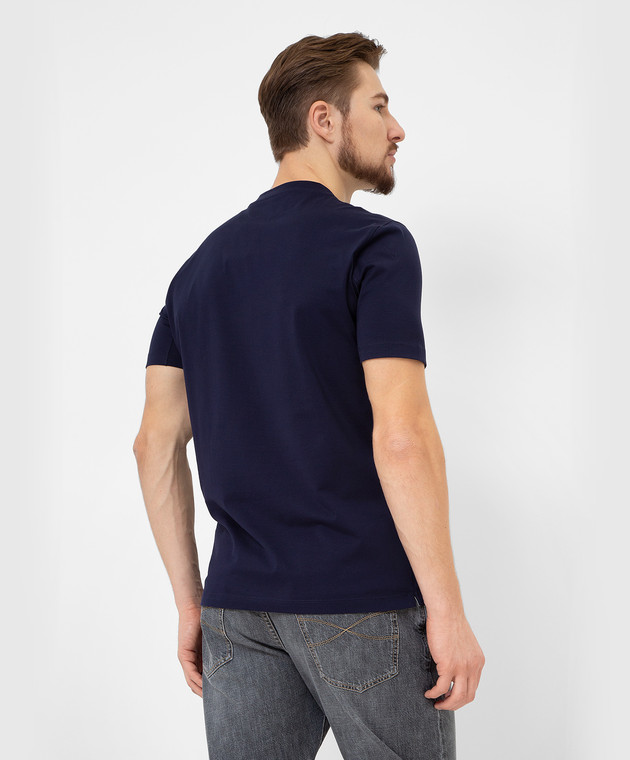Brunello Cucinelli Темно-синяя футболка с эмблемой M0T618440 изображение 4