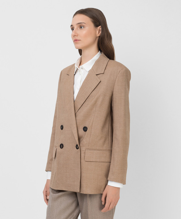 Peserico Beige double-breasted wool jacket S0189702581 image 3