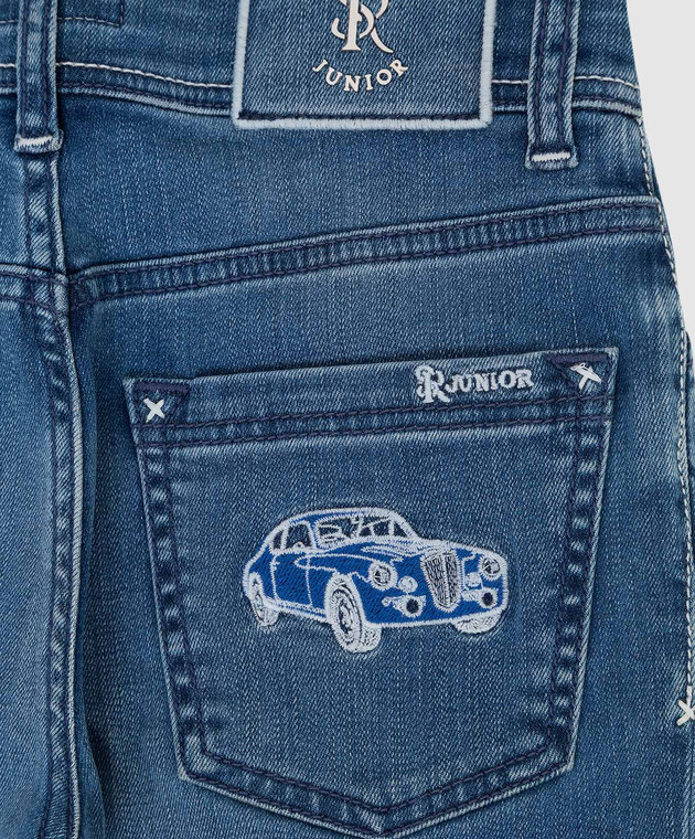 Stefano Ricci Детские светло-синие джинсы с вышивкой YST72020501639 изображение 3