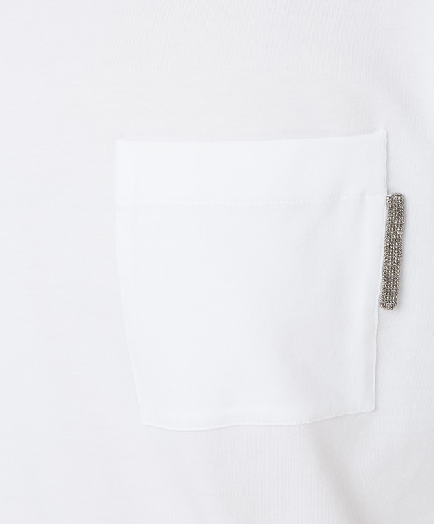 Brunello Cucinelli Белая футболка с накладным карманом MPT18BB300 изображение 5