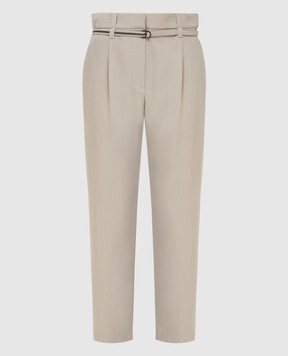 Brunello Cucinelli Светло-бежевые брюки из шерсти MA033P7632