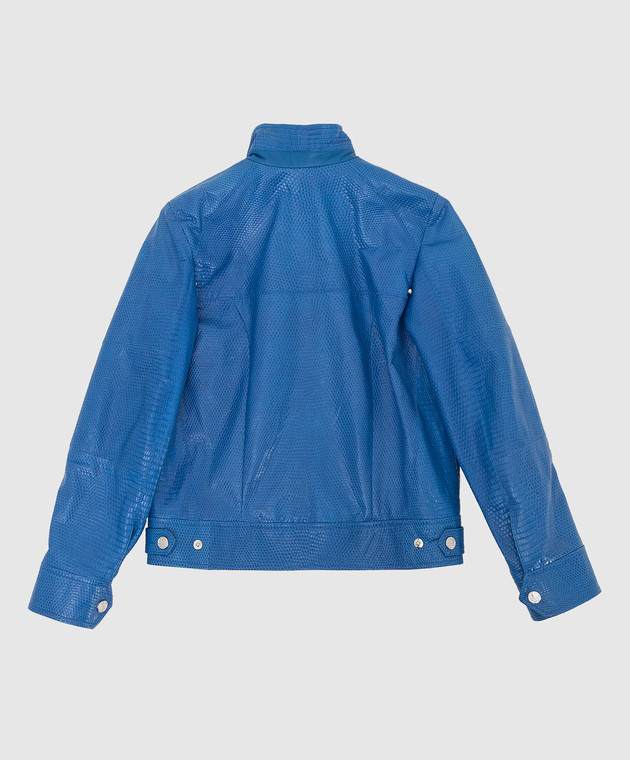 Stefano Ricci Детская синяя куртка из кожи рептилии YAJ7200100VRL изображение 2