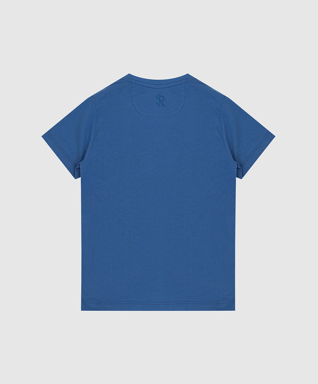 Stefano Ricci Детская синяя футболка с вышивкой монограммы YNH6400010803 изображение 2