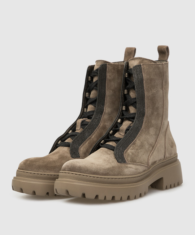 Brunello Cucinelli Замшевые ботинки с цепочками из эколатуни MZSFG2009P изображение 3