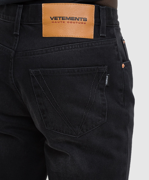 Vetements Чорні джинси з ефектом потертості WE52PA250B зображення 5