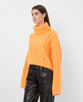 Balmain Помаранчевий светр з вовни в візерунок WF0KA025K325