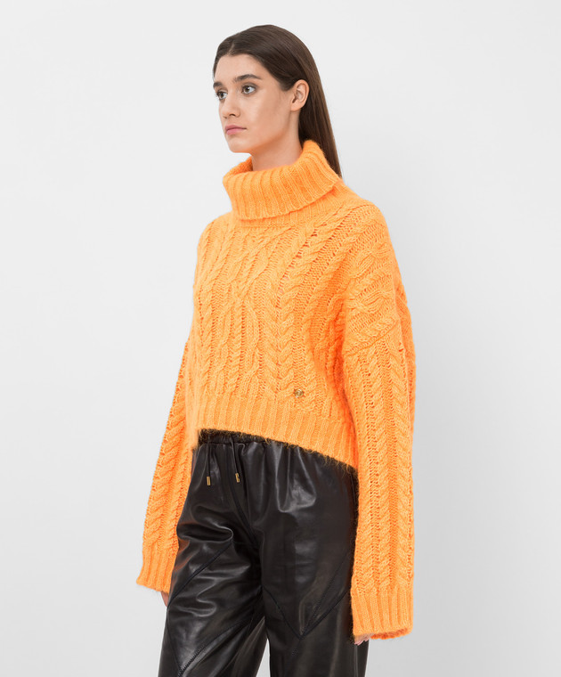 Balmain Оранжевый свитер из шерсти и мохера в узор WF0KA025K325 изображение 3