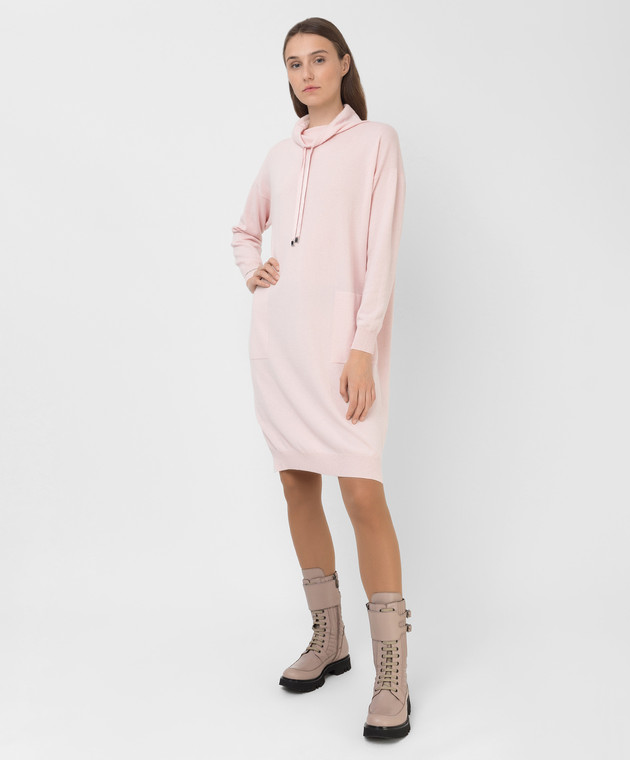 Peserico Розовое платье из шерсти, шелка и кашемира с разрезами S92181F12K09018 изображение 2