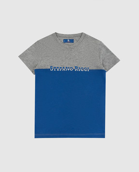 Stefano Ricci Детская серая футболка с вышивкой логотипа YNH9200190803