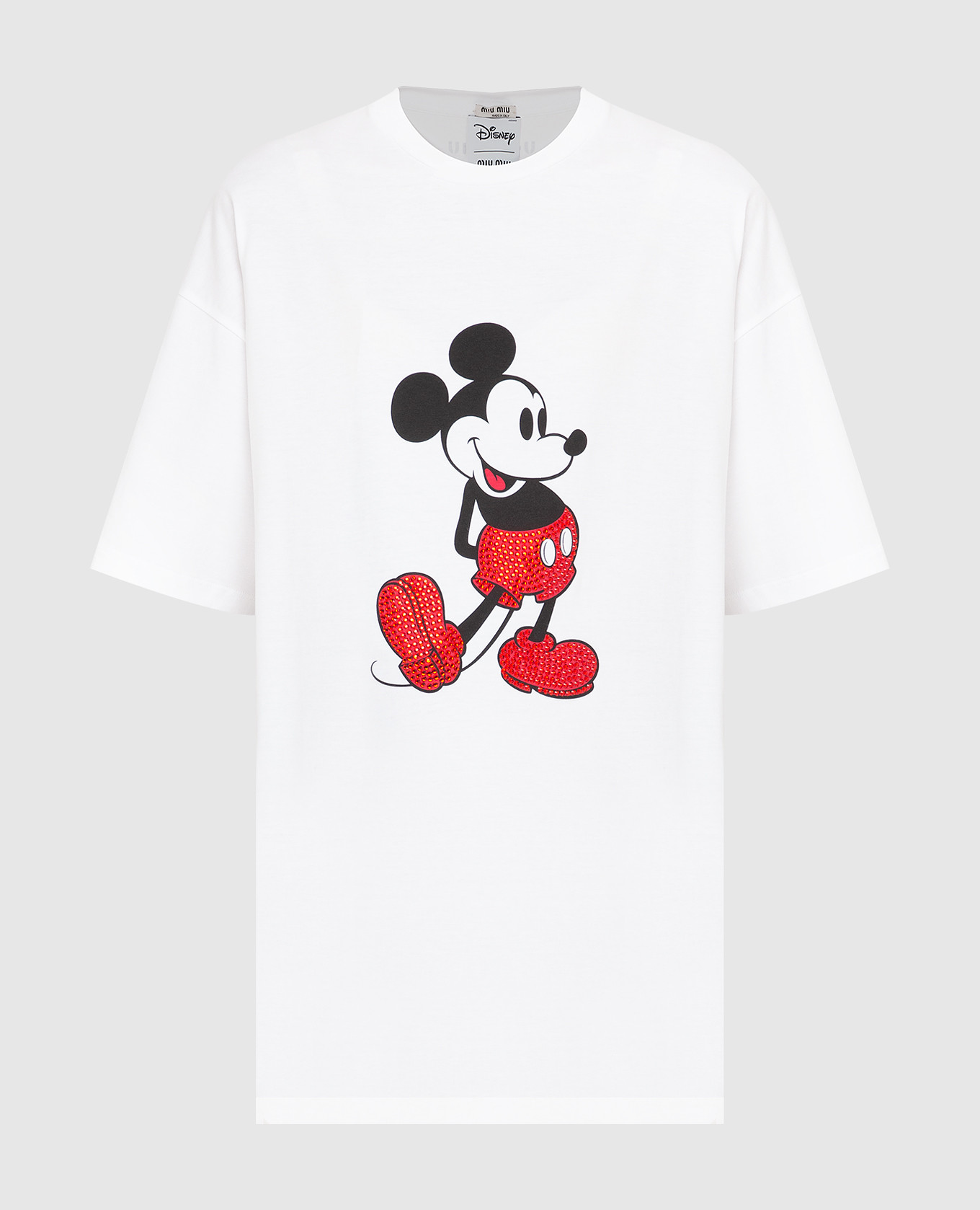 

Футболка с принтом Mickey Mouse и кристаллами, Белый, Футболки