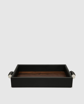 Lorenzi MIlano Wooden tray covered with leather 402211