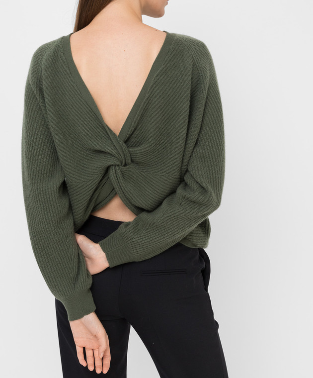 Allude Темно-зелений светр з кашеміру з вирізом 21511198 зображення 5