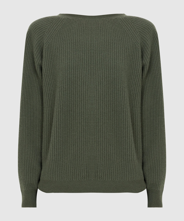 Allude Темно-зелений светр з кашеміру з вирізом 21511198