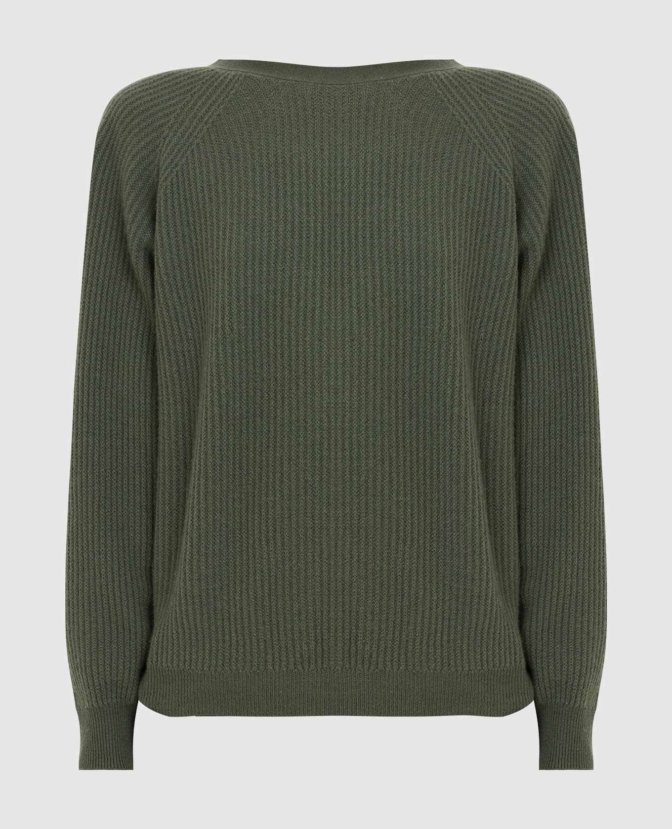 Темно-зеленый свитер из кашемира с вырезом