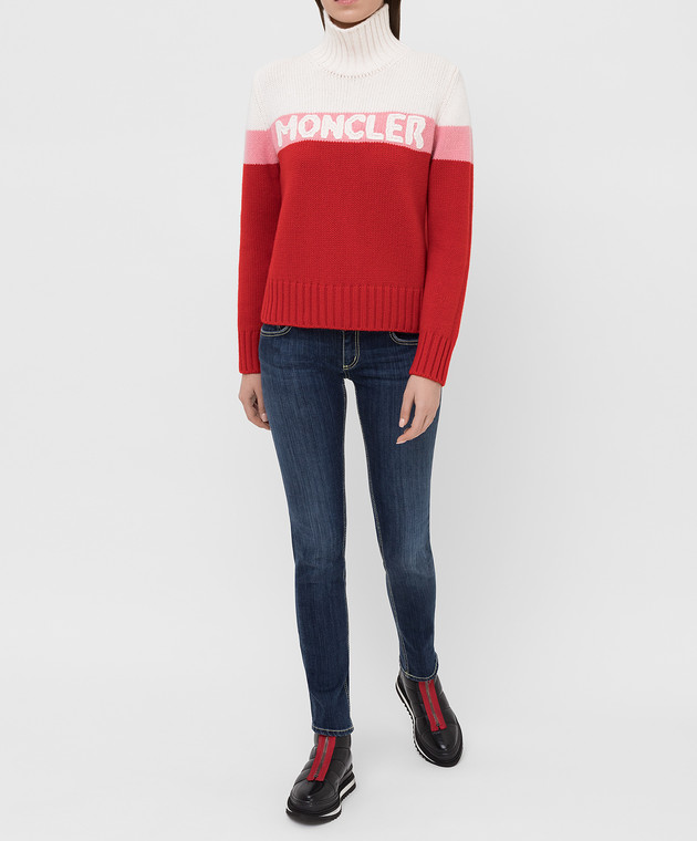 Moncler Червоний светр з вовни і кашеміру 9252550A9141 зображення 2