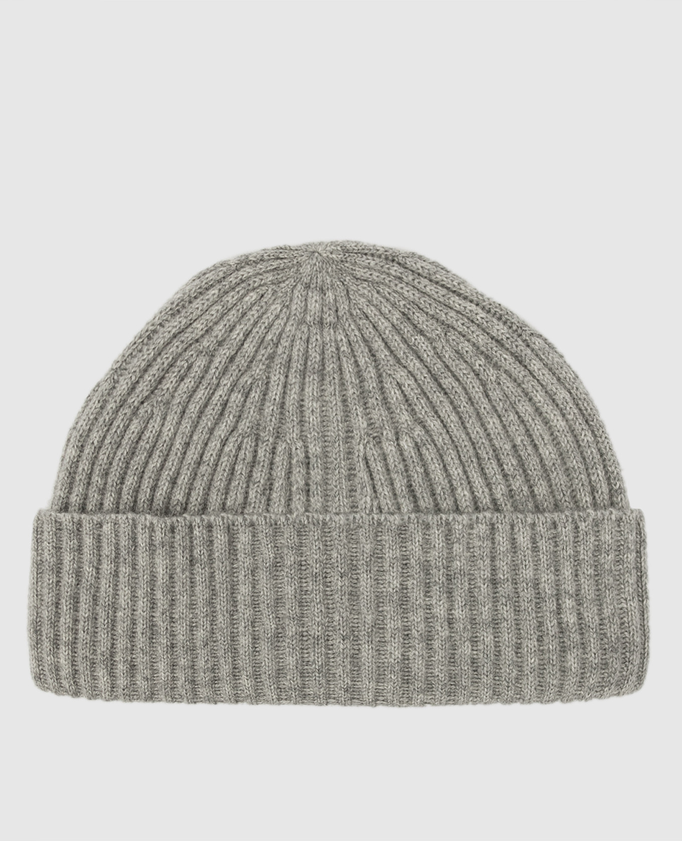 Light gray ribbed cashmere hat