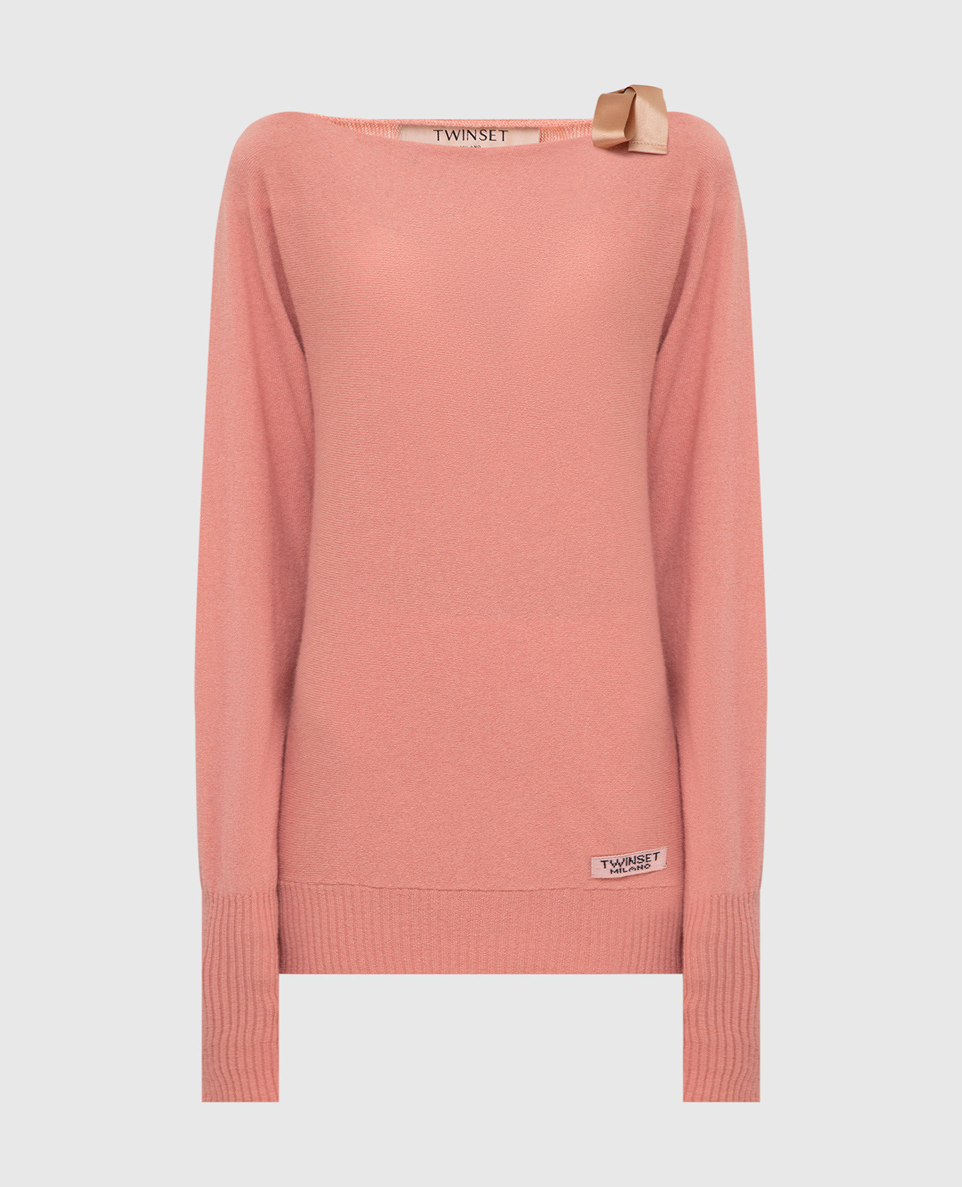 

Пудровый джемпер из шерсти и кашемира с лентой, Свитера