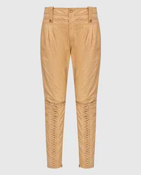Gucci Бежевые брюки из кожи питона 264366