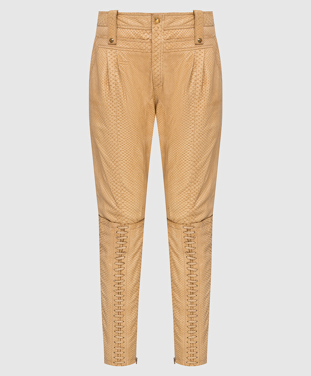 Gucci Бежеві штани зі шкіри пітона 264366