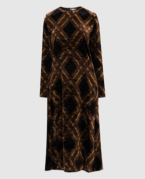 Saint Laurent Темно-коричневое велюровое платье в узор 670903Y3D23