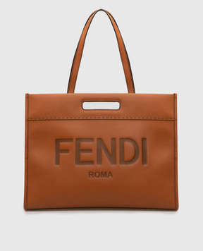 Fendi Светло-коричневая кожаная сумка-шоппер 7VA480AC9L