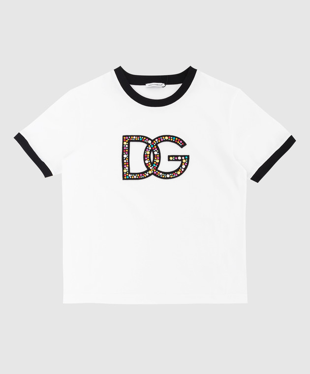 Dolce&Gabbana Дитяча футболка з емблемою DG та кристалами L5JTIGG7B5H812