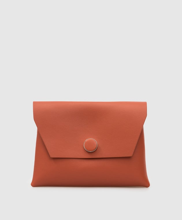 The Row Nu Twin Envelope Terracotta Leather Clutch W1293L97