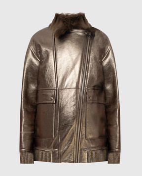 Yves Salomon Кожаная куртка с мехом 22WYV60368MEVN