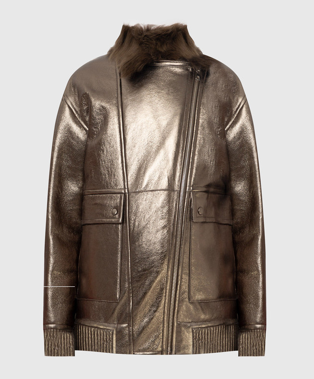 Yves Salomon Кожаная куртка с мехом 22WYV60368MEVN