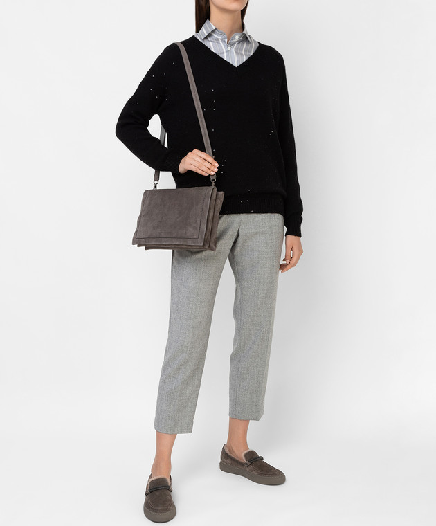 Brunello Cucinelli Пуловер из кашемира и шелка в пайетках M73539902 изображение 2