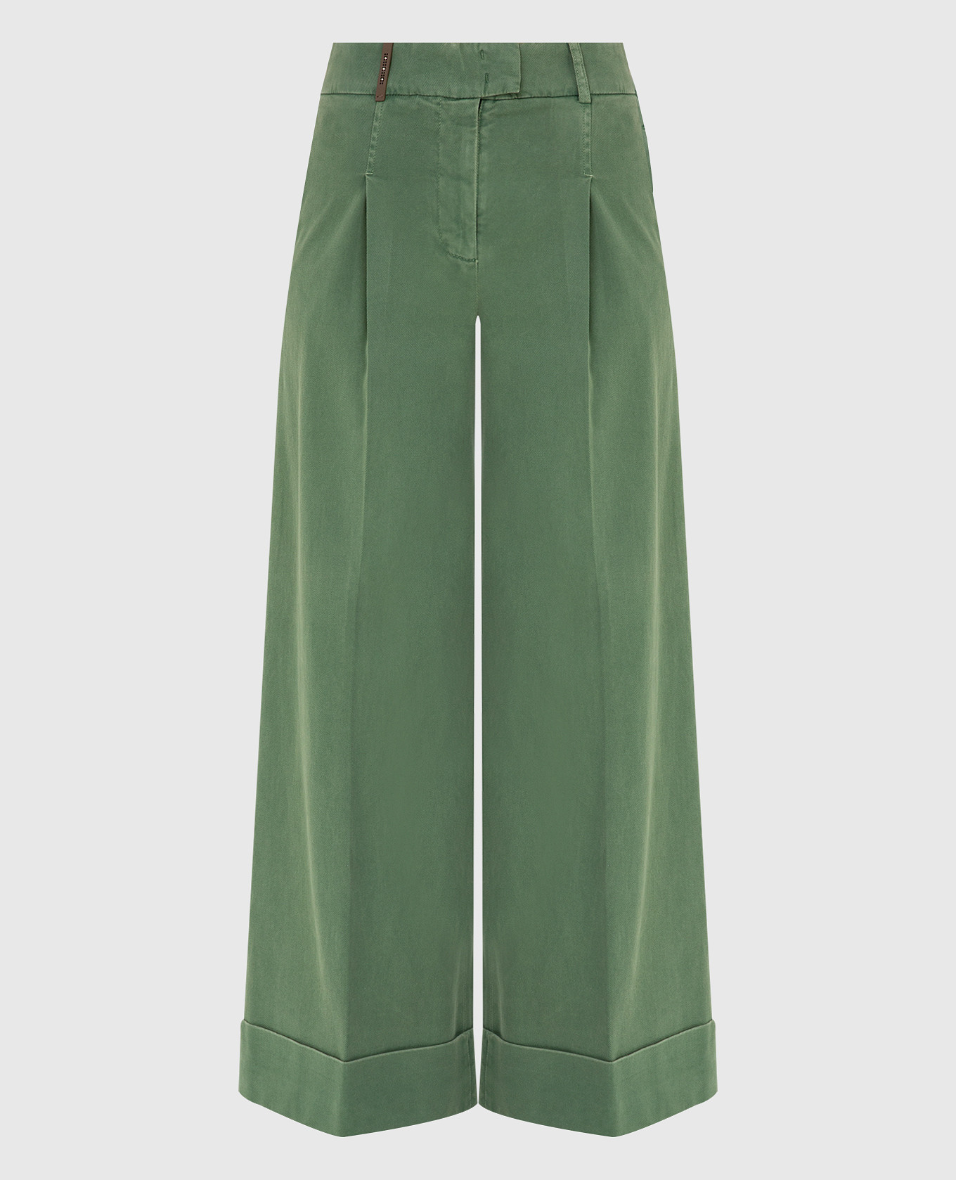 Зеленые брюки широкого кроя