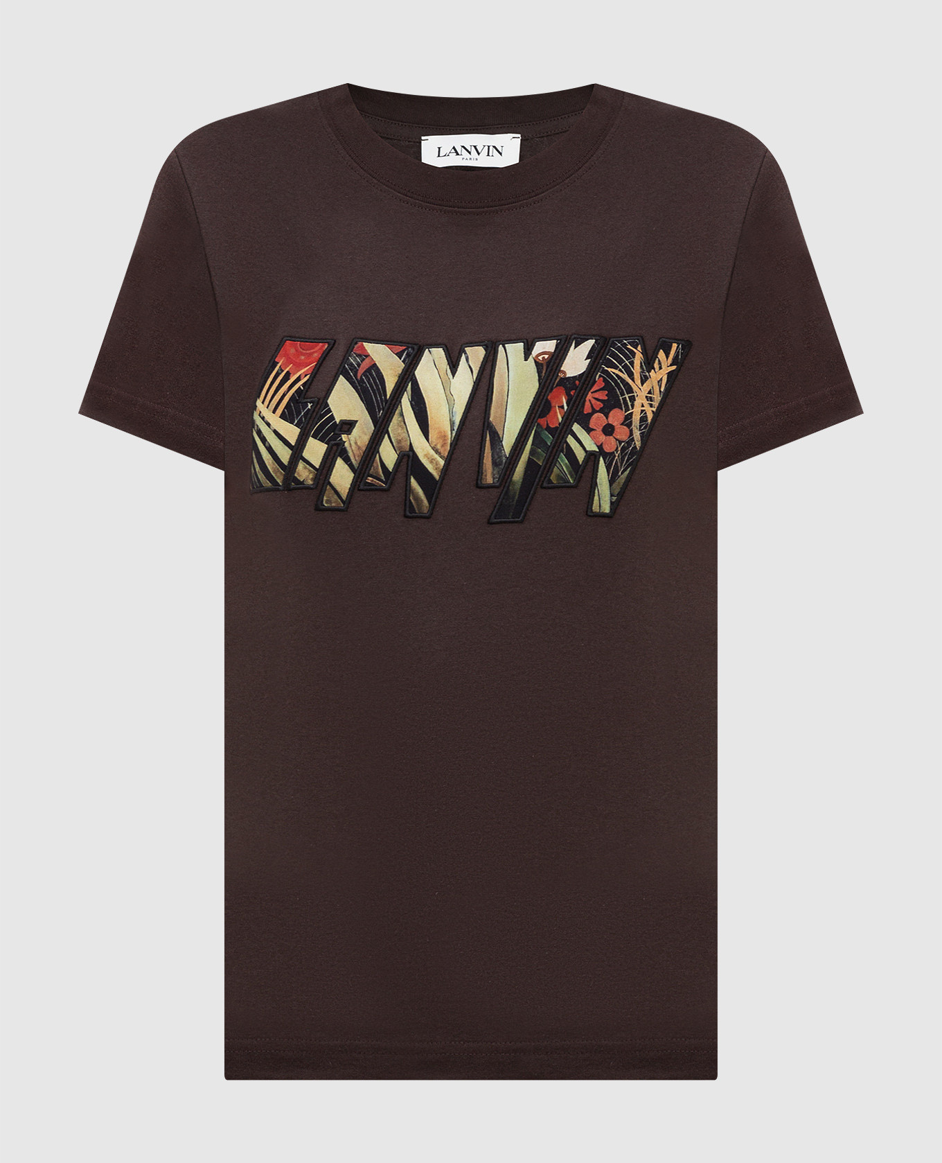Темно-коричневая футболка с аппликацией логотипа Lanvin