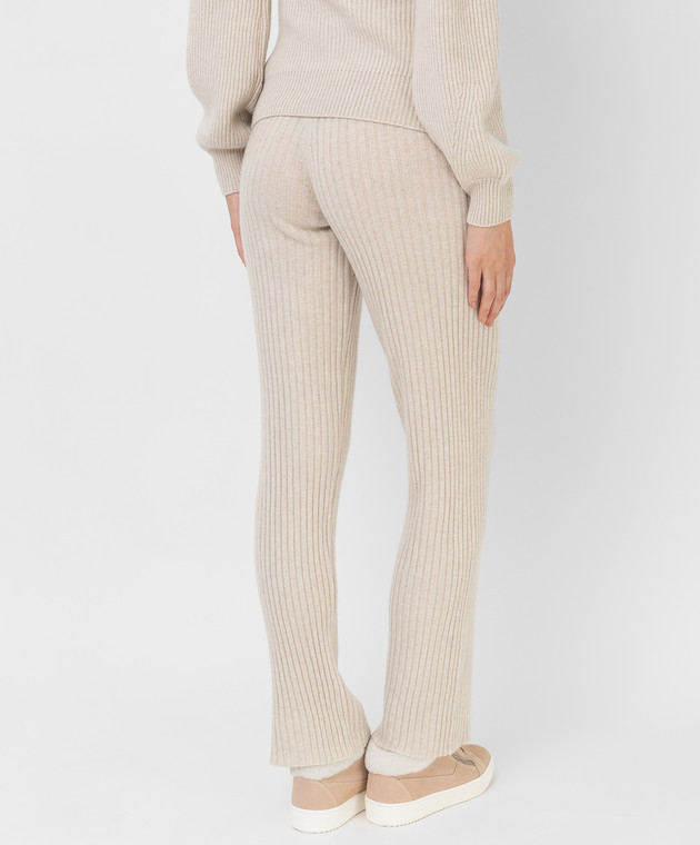 Be Florence Light beige ribbed cashmere trousers F2111 image 4