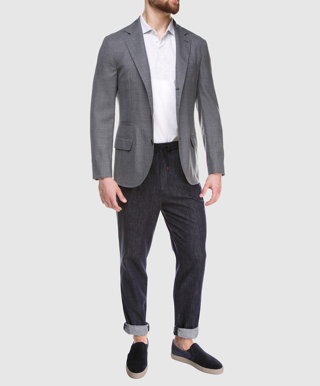 Brunello Cucinelli Серый пиджак из шерсти MF4237BTD изображение 2