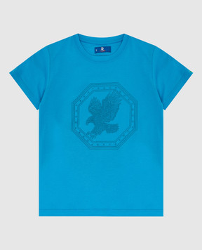 Stefano Ricci Детская светло-синяя футболка с эмблемой YNH7400340803