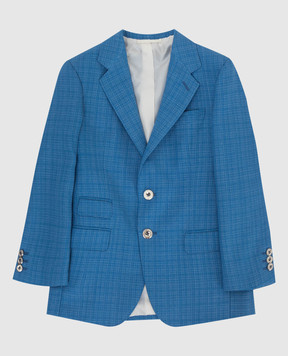 Stefano Ricci Детский светло-синий пиджак из шерсти Y1RF371T01HC3605
