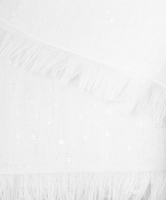 Brunello Cucinelli Белый палантин из кашемира и шелка в пайетках MSCDVSW03 изображение 3