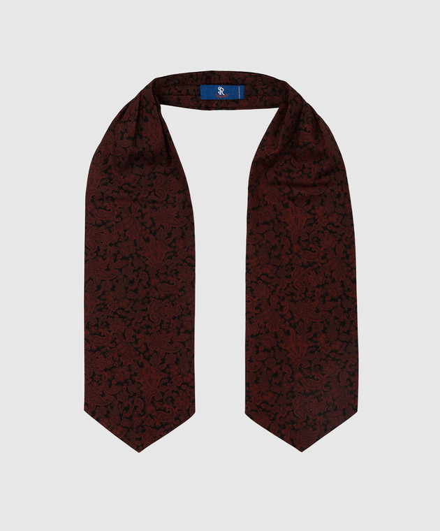 Stefano Ricci Детский темно-бордовый шелковый галстук аскот в узор YASNG501