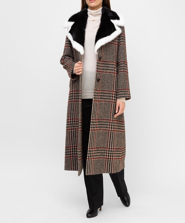 Simonetta Ravizza Бежевое пальто с мехом норки AZZURRA3 изображение 2