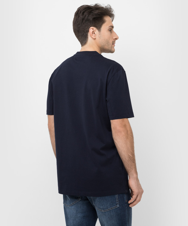 Brunello Cucinelli Темно-синяя футболка с эмблемой M0T718440 изображение 4
