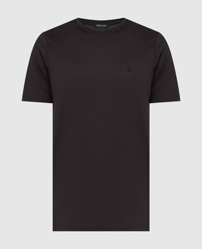 Bertolo Cashmere Темно-сіра футболка з вишивкою емблеми 000252001912