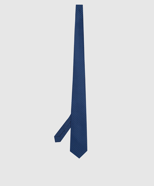 Stefano Ricci Темно-синій шовковий галстук в візерунок патерн CH41029 зображення 3