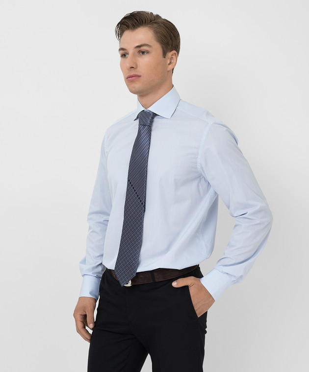 Stefano Ricci Темно-синий шелковый галстук в узор паттерн CXDD41071 изображение 2