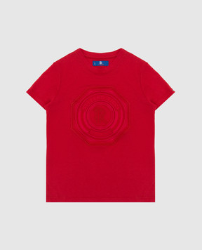 Stefano Ricci Детская красная футболка с вышивкой монограммы YNH0100790803