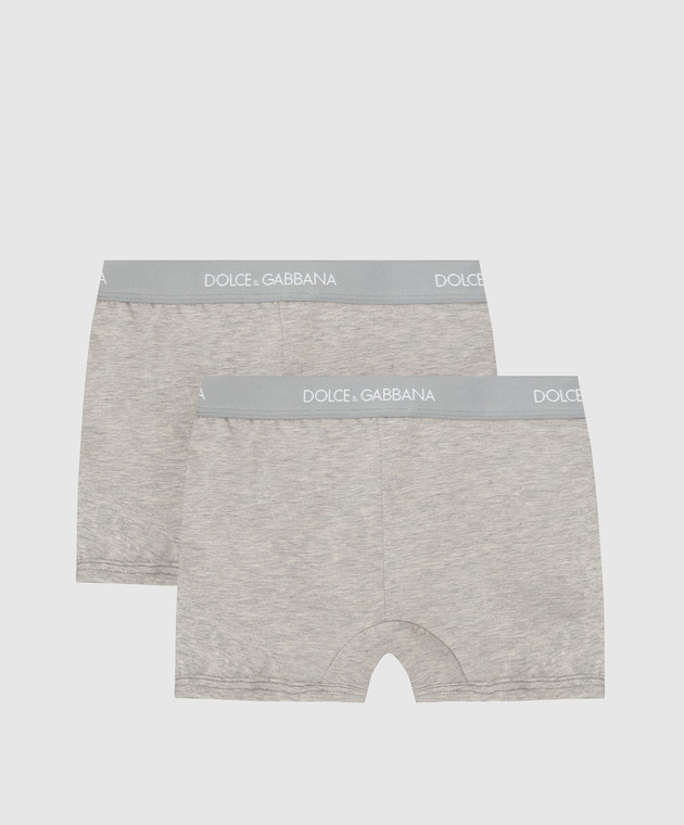 Dolce&Gabbana Set of children's gray panties with logo pattern L4J701G7OCT image 2