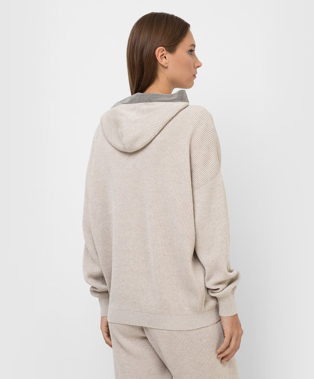 Brunello Cucinelli Бежевое худи с цепочками M19197509 изображение 4